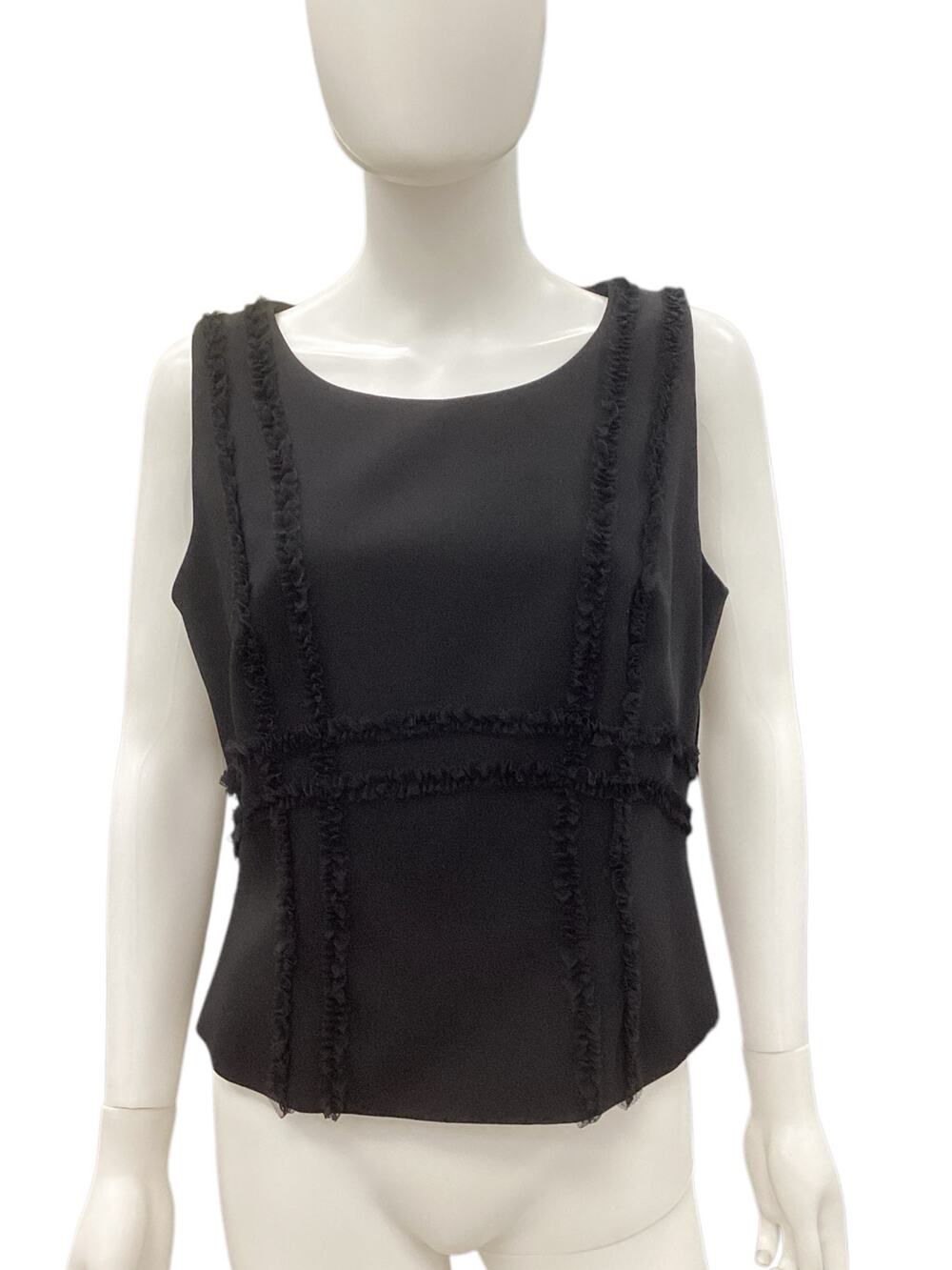 NWT Laurèl Top Women’s SZ 12 Cropped Sleeveless Mesh Appliqué Side Zipper Black
